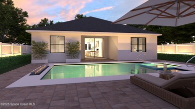 Rear with Pool Night