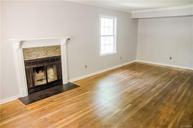 Family room with wood fireplace