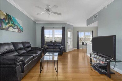 Living Room Looking Toward Rear Deck.  Bamboo Floo