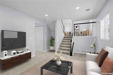 Virtually staged lower level media room