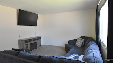 Carpeted living room with plenty of natural light