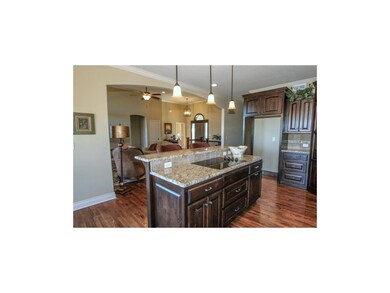 ISLAND WITH COOK TOP AND BUILT IN TRASH DRAWER.