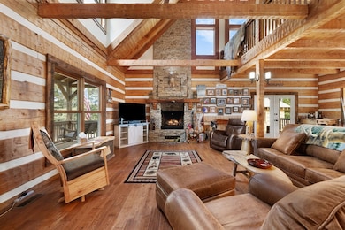 Wood Burning Rocked Fireplace