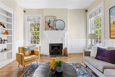 Oak hardwood floors, stained glass, built-ins, fireplace