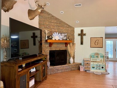 Stone fireplace