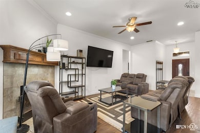 With a wood-burning fireplace.