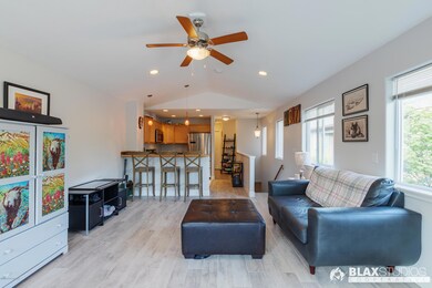 living room into kitchen