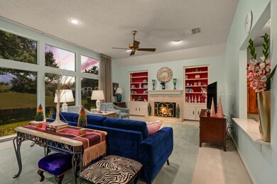 Living Room with Fireplace and Beautiful Views of