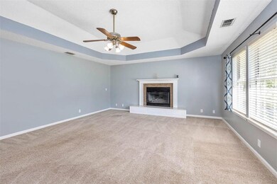 Living room with gas log fireplace