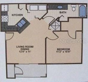 1 bedroom floor plan