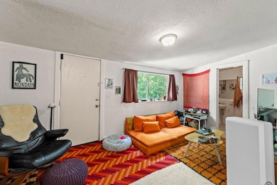 Living area with a textured ceiling