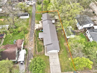 Looking down on the houses.