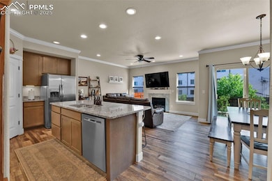 Kitchen with stainless steel appliances, recessed 
