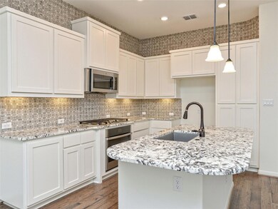 Kitchen featuring dark wood finished floors, appl