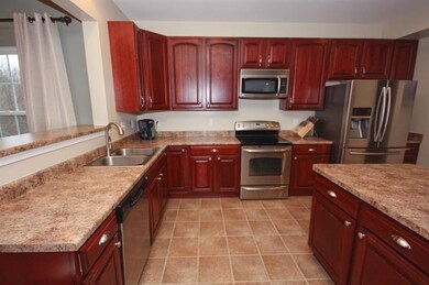 Close-up view of the kitchen. There are tall kitch