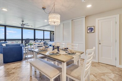 Dining for 6 with chandlier lighting. This picture