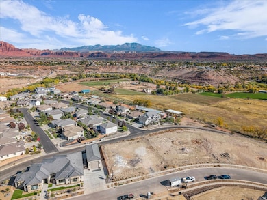 Aerial perspective of suburban area featuring mountains