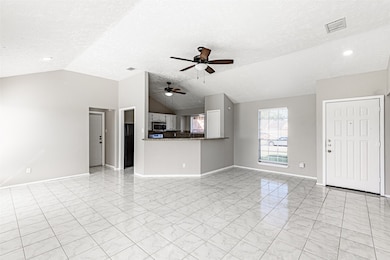 Bright white ceilings with agreeable gray walls.