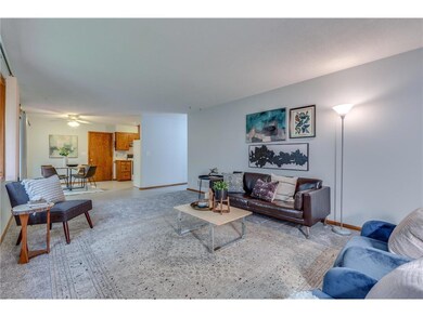 Open floor plan flows into the eat-in kitchen