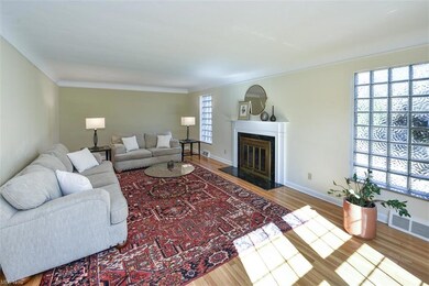 View of hardwood floored living room