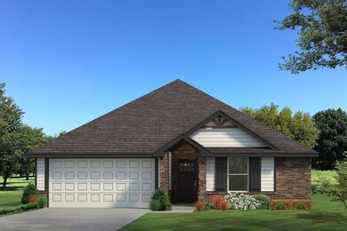 View of front of home featuring brick siding, driveway, an attached garage, roof with shingles, and a front yard