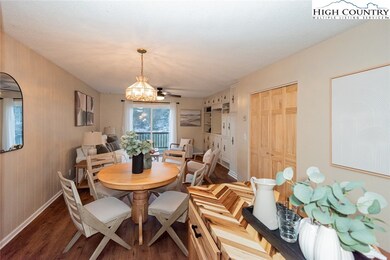 Open floor plan view of dining and living