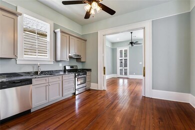 Kitchen with view of living room easily separated