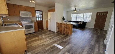 Overlooking the kitchen and living room.