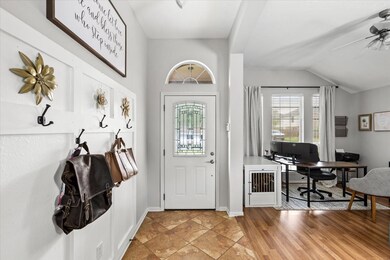 Another view of bag drop and home office area.