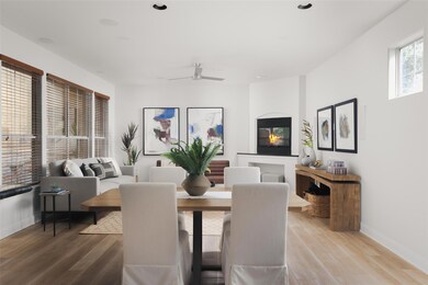 Dining room with wood finished floors, a ceiling 