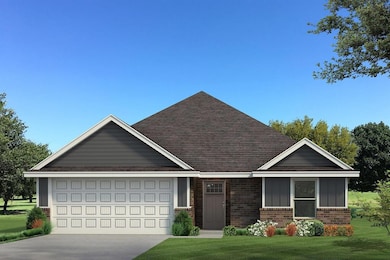 View of front of house with brick siding, roof with shingles, an attached garage, concrete driveway, and board and batten siding