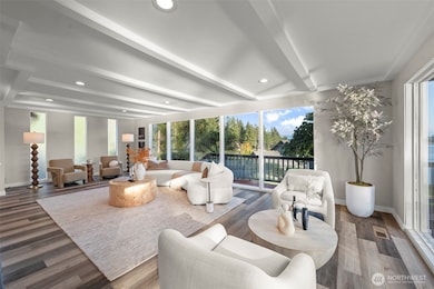 Main living room with Mt Rainer Views