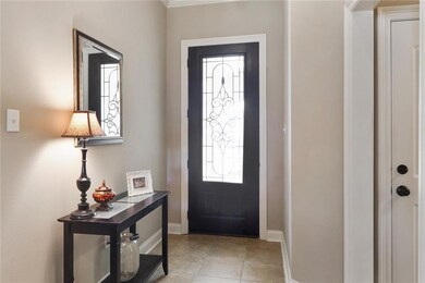 Foyer - Beautiful Leaded glass door, Large Tile fl