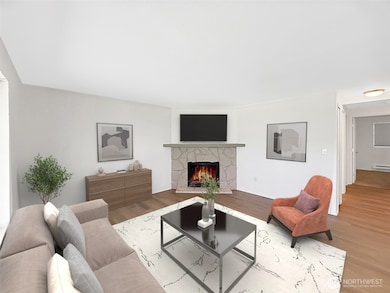 Wood burning fireplace.