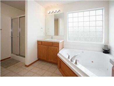 Luxury bath with corner jetted tub, separate showe