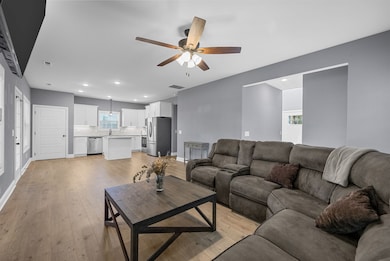 Living room is open to the big beautiful kitchen