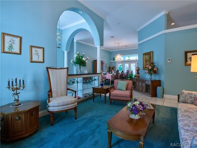 view from formal living room into dining room.