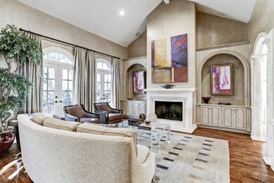 Stone surround Fireplace and art niches.