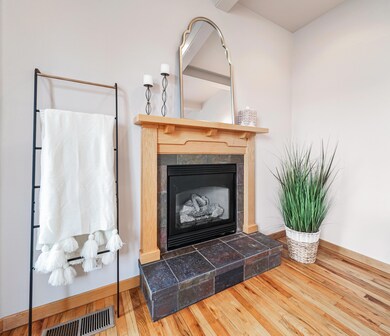 Fireplace w/ Slate Hearth, Wood Mantle