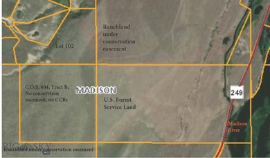 Madison River, relative to property, aerial view.