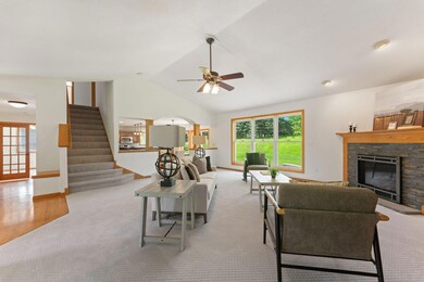 Main level living room with gas fireplace
