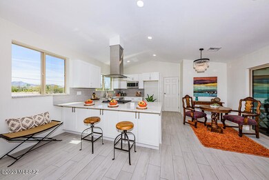 Kitchen, dining with front window view u