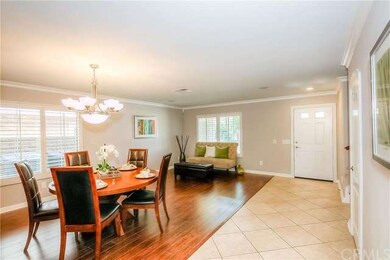 Entry area with custom tile flooring, living room 