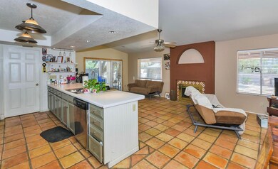kitchen and family room