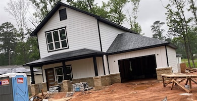 Painted white with black trim