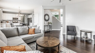 Great Room looking into kitchen and hall