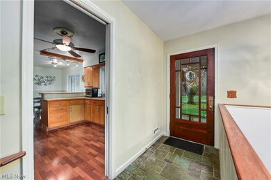 Foyer entrance with rail lighting, plenty of natural light, dark wood-type flooring, and ceiling fan