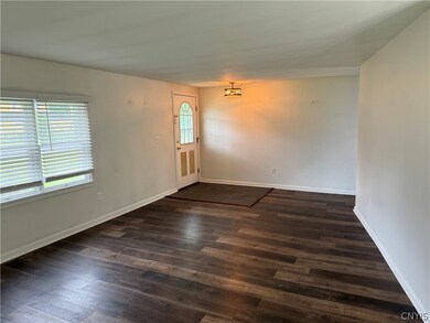 Front door and living room