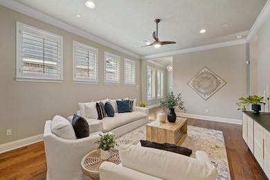 This light-filled living room features classic har