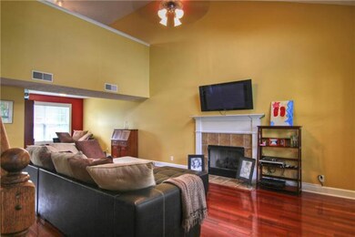 Cozy living room with beautiful hardwood floors.